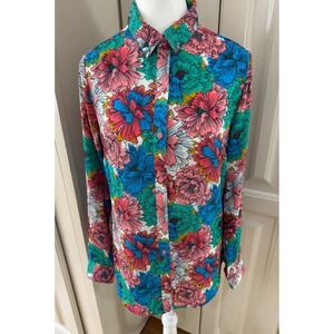 Banana Republic Floral Button Down Shirt Womens Size S EUC Long Sleeve Fairycore